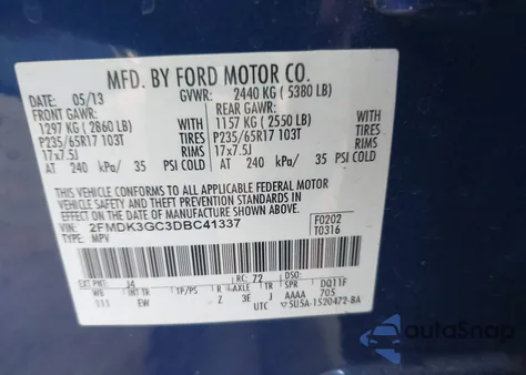2013 Ford Edge Se from USA, damaged, VIN 2FMDK3GC3DBC41337